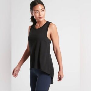 Black Athleta Essence Relaxed High Low Women's Tank Top